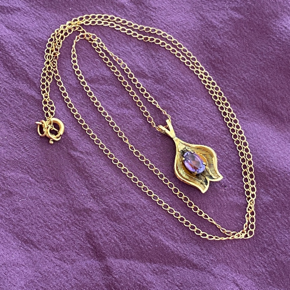 Van Dell I Amethyst 14KT Gold Overlay Necklace I February
